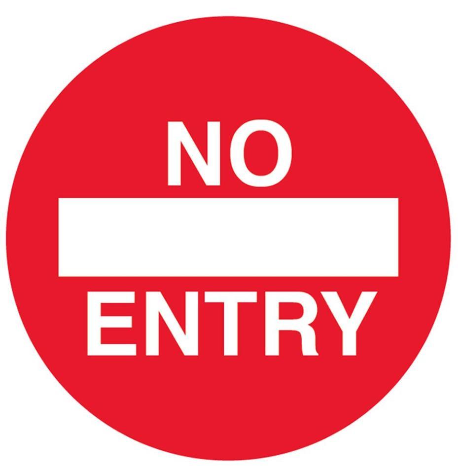 "No Entry" Self Adhesive Floor Marking Safety Sign - 400mm Diameter - 58466