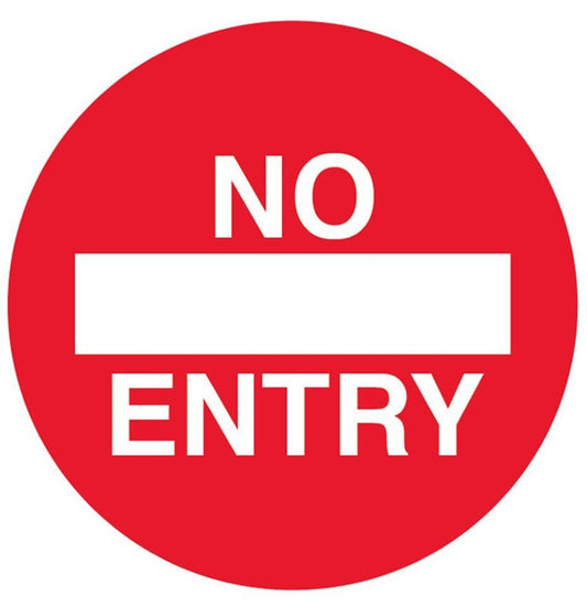 "No Entry" Self Adhesive Floor Marking Safety Sign - 400mm Diameter - 58466