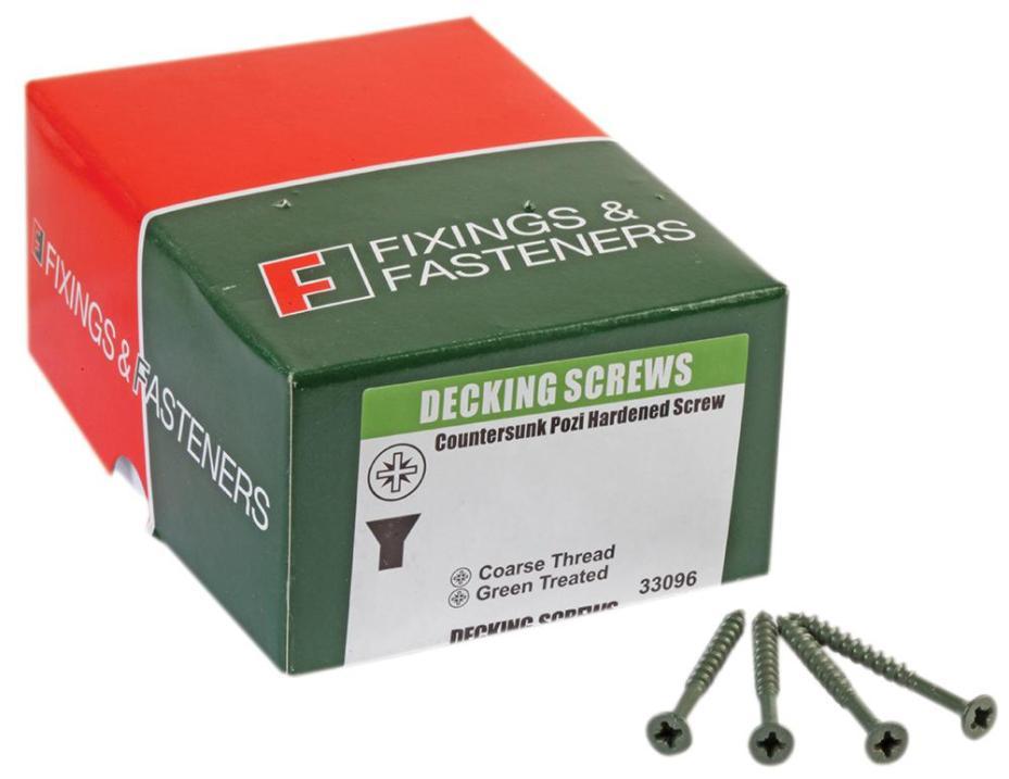 4.5mm x 50mm Pozidriv Countersunk Green Treated Decking Screws, 200 Pack - DS4550