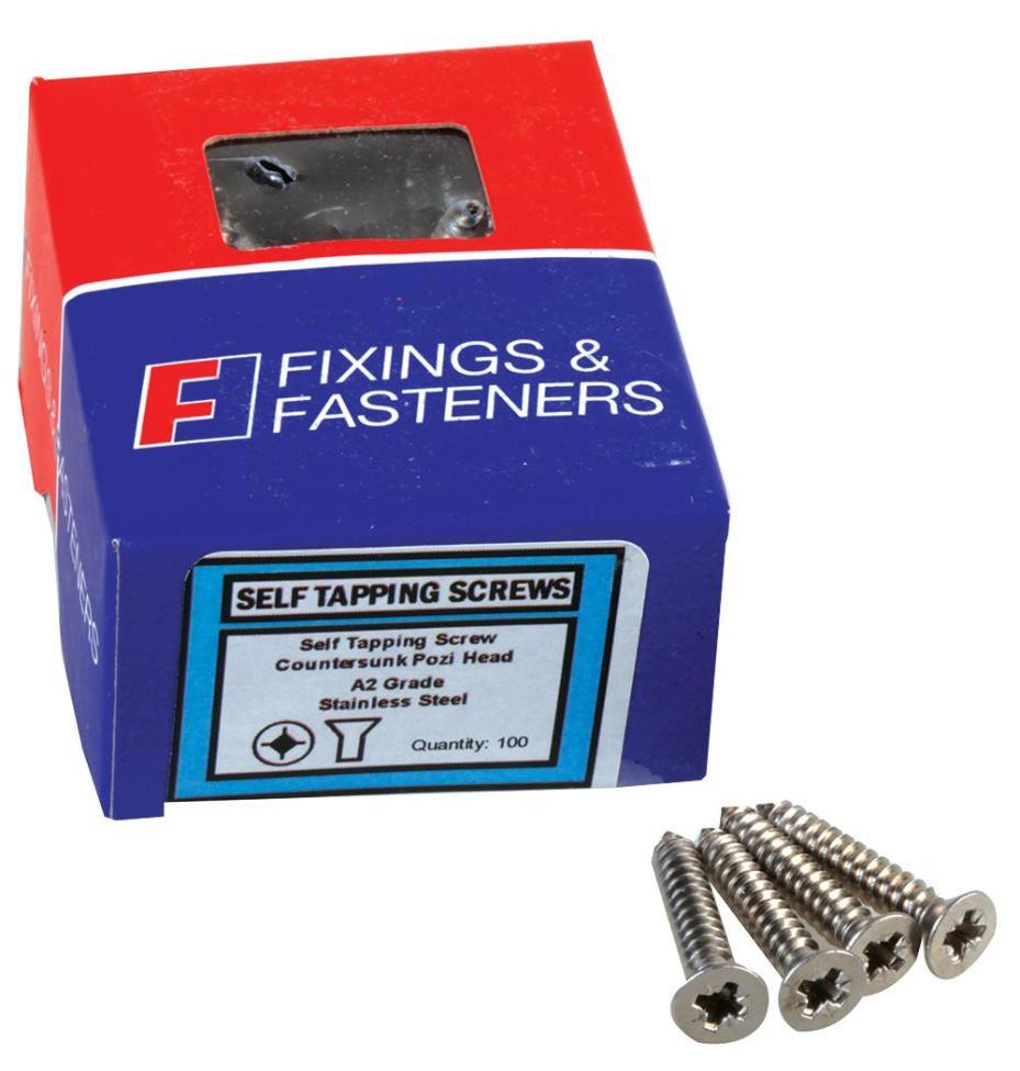 5mm x 63mm Stainless Steel Pozidriv Countersunk Self Tapping Screws, 100 Pack - STCSK21210SS