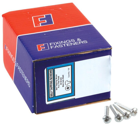 5mm x 20mm Stainless Steel Pozidriv Pan Head Self Tapping Screws, 100 Pack - STPP3410SS