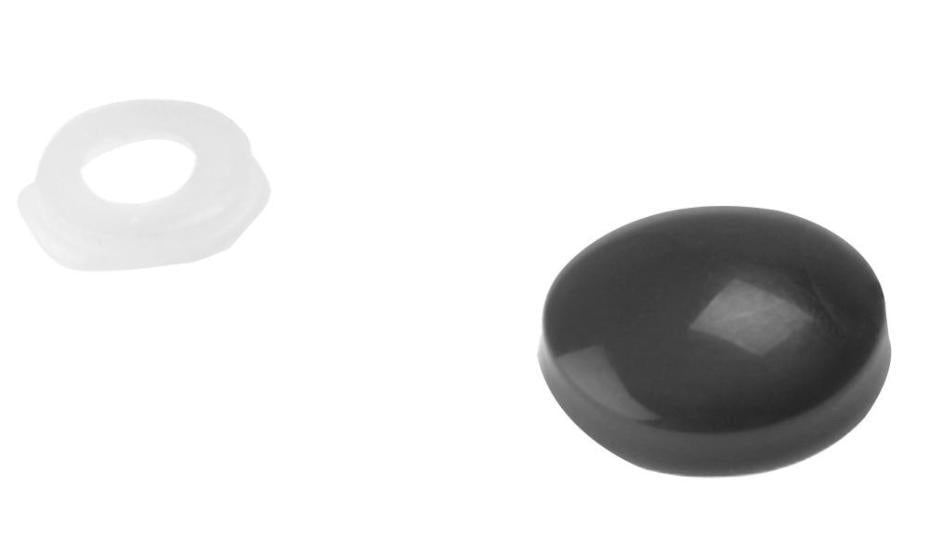 6 - 8g Black Plastic Domed Screw Cover Caps, 200 Pack - 200PDT2