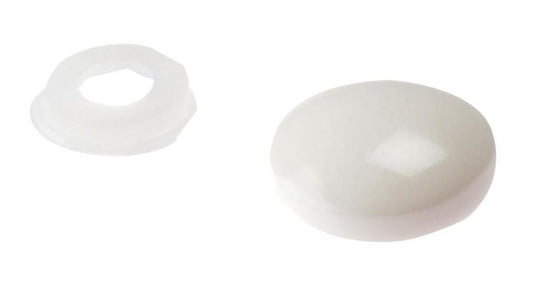 6 - 8g White Plastic Domed Screw Cover Caps, 200 Pack - 200PDT0