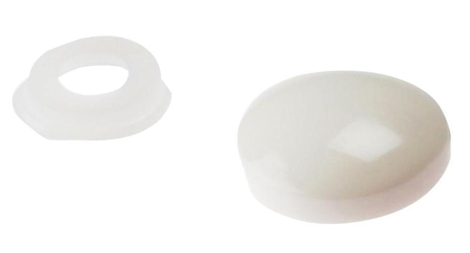 6 - 8g White Plastic Domed Screw Cover Caps, 25 Pack - 25PDT0