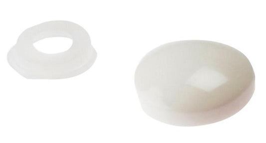 6 - 8g White Plastic Domed Screw Cover Caps, 25 Pack - 25PDT0