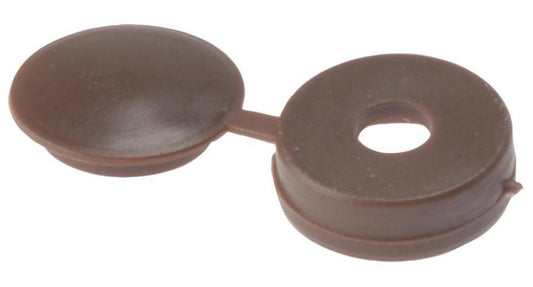 6 - 8g Brown Plastic Hinged Screw Cover Caps, 100 Pack - 100HCC1