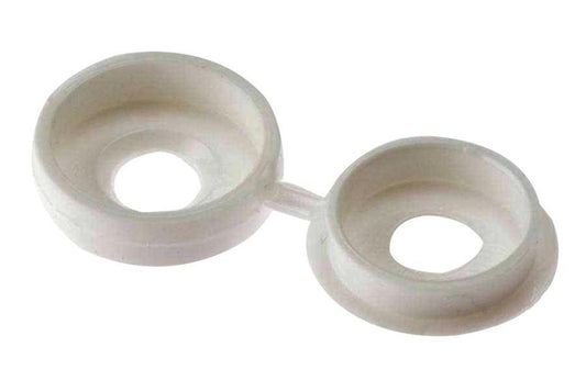5mm - 6mm White Plastic Hinged Screw Cover Caps, 100 Pack - 100HCC0L