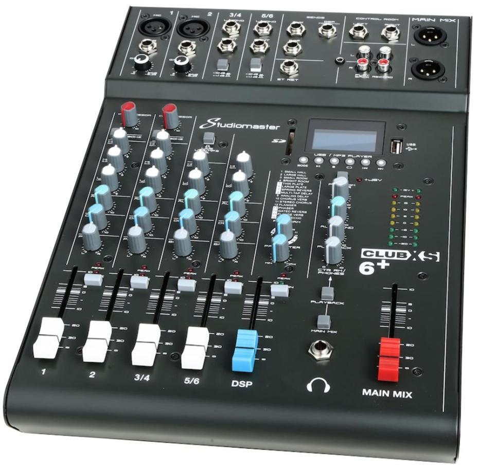 6-Channel Mixing Desk with DSP and USB/SD - CLUBXS6+