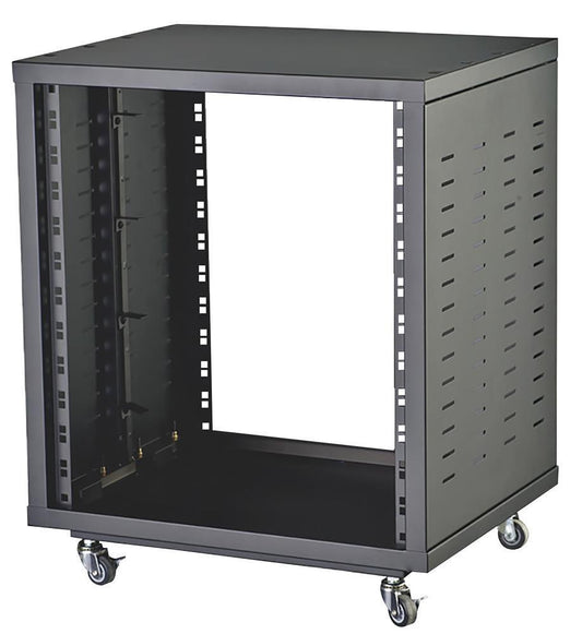 12U 19" Universal Open Rack Cabinet with Wheels, Black - URC-12U