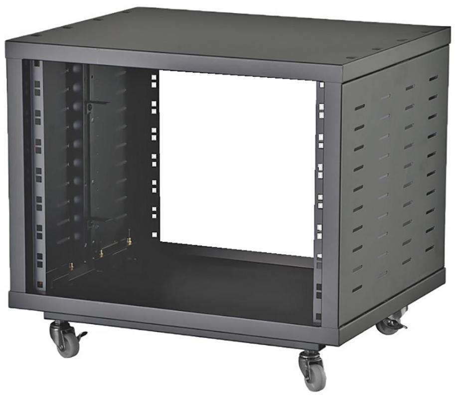 8U 19" Universal Open Rack Cabinet with Wheels, Black - URC-8U