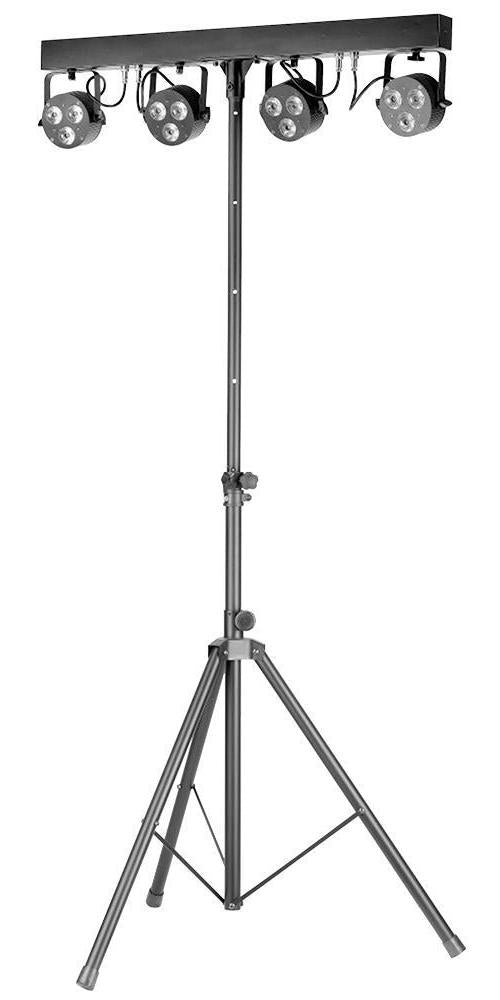 4x18W Par Can (3x6W) RGBW Bar Set with Stand &amp; Pedal Board Control - SLB 4P36-41-0