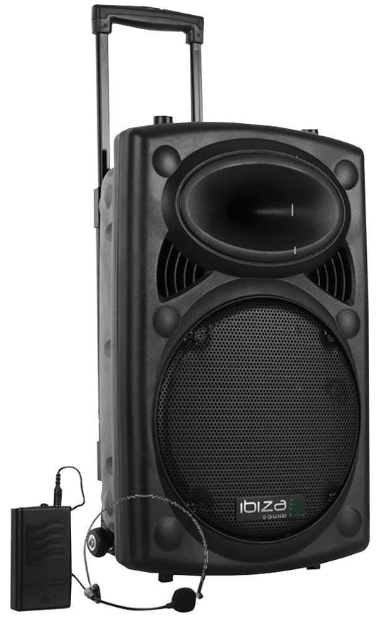 400W Portable 15" PA System with 2xVHF Mic, USB, BT, SD/MP3 - PORT15VHF-BT