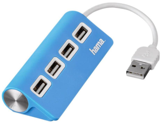 4 Port USB 2.0 Desktop Hub, Blue - 00012179