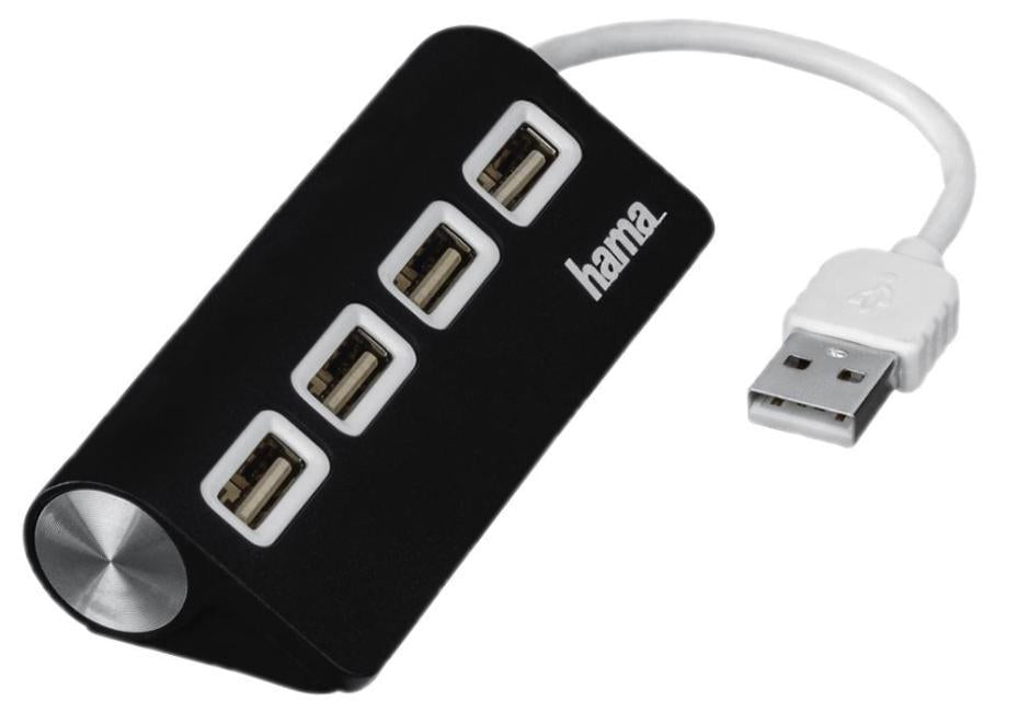 4 Port USB 2.0 Desktop Hub, Black - 00012177