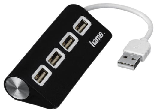 4 Port USB 2.0 Desktop Hub, Black - 00012177