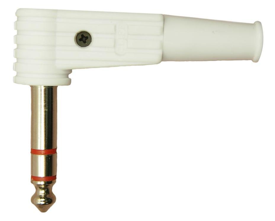 6.35mm / 1/4" Stereo Jack Plug, 90 Degree, White - FM1106W
