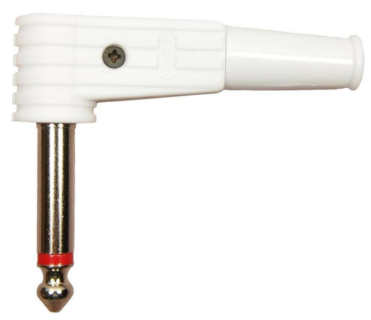 6.35mm / 1/4" Mono Jack Plug, 90 Degree, White - FM1105W