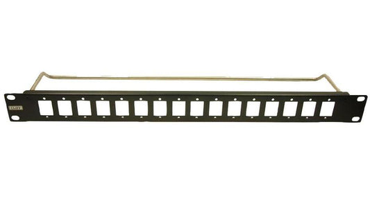 16 Port 1U Slim Panel with Cable Bar, 4-40 Holes - CP30160