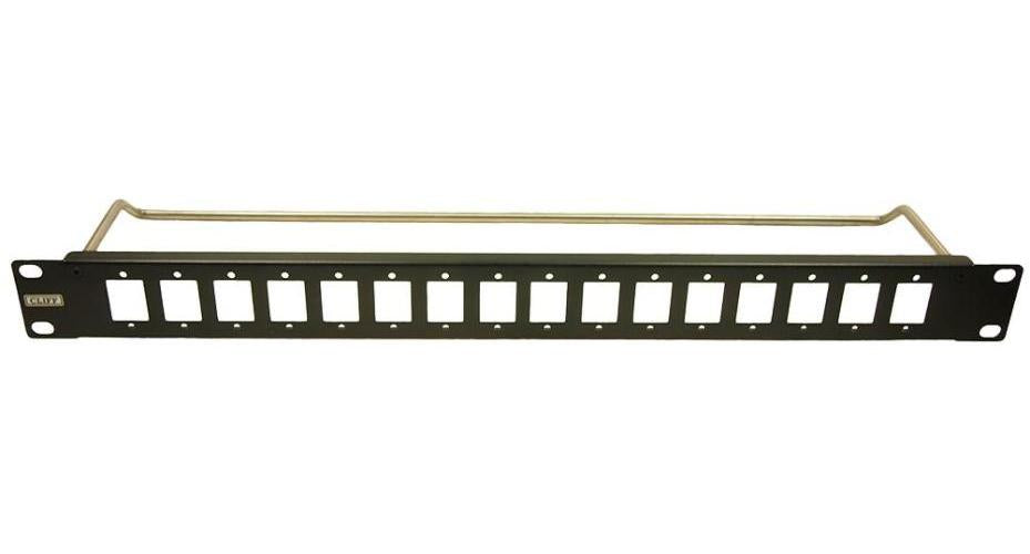 16 Port 1U Slim Panel with Cable Bar, M3 Holes - CP30159