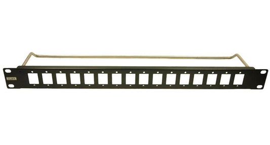 16 Port 1U Slim Panel with Cable Bar, M3 Holes - CP30159
