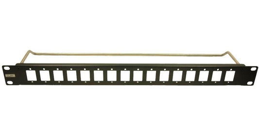 16 Port 1U Slim Panel with Cable Bar, Plain Holes - CP30158