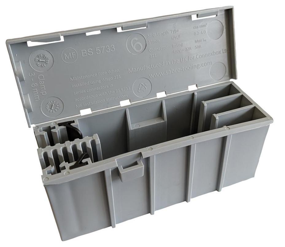 Junction Box for 221 Connector Series, Grey, 108x39x44mm - WAGOBOX 221-4