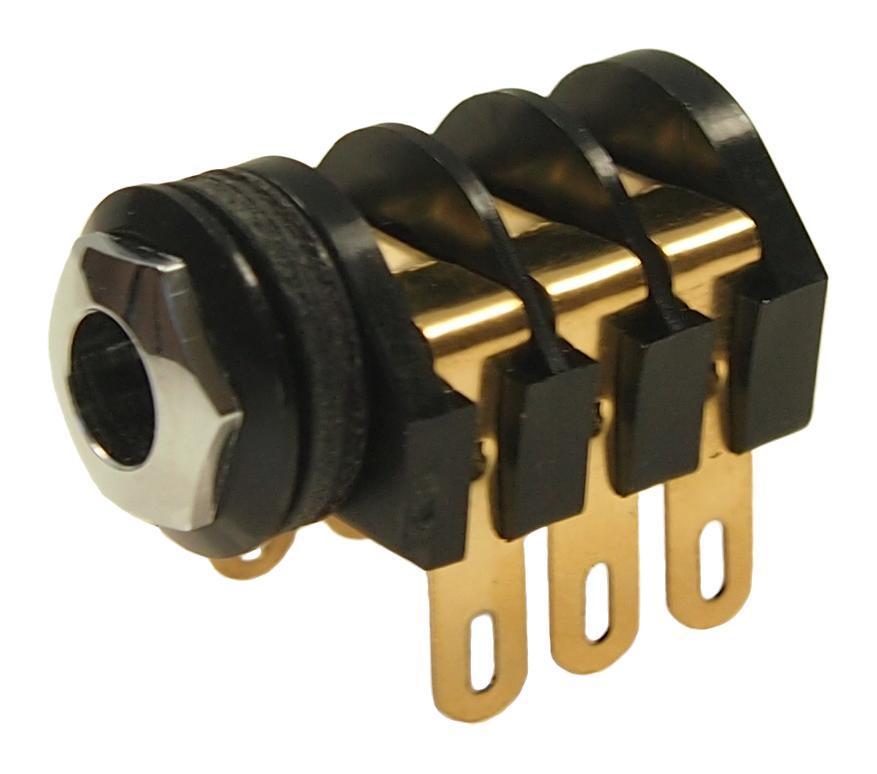 6.35mm Stereo Gold Switched Jack Socket, PCB Mount - CL1323A