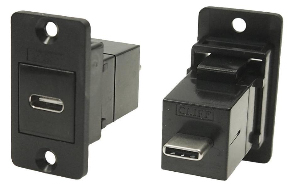 USB Type C Socket to USB Type C Socket Slim Feedthrough Connector, CSK ...