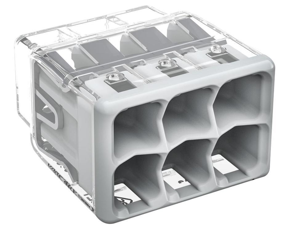 6 Way PUSH WIRE® splice connector, 12AWG - 20AWG, 4mm, Grey - 2773-406