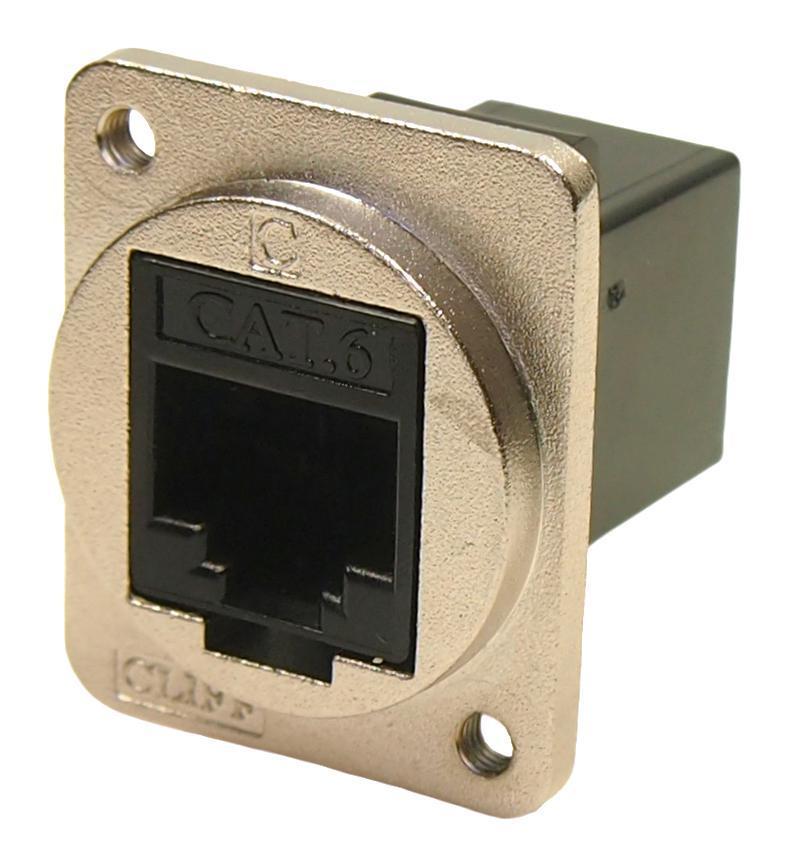 RJ45 Cat6 Socket to RJ45 Cat6 Socket Feedthrough Connector, Metal, Sil ...
