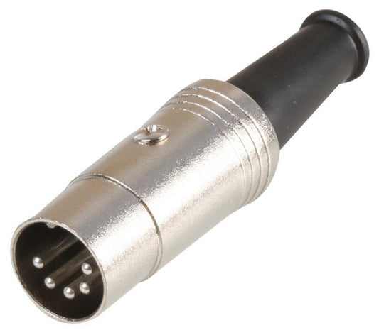 5 Pin MIDI DIN Plug with Metal Body and Rubber Strain Relief - PSG08753