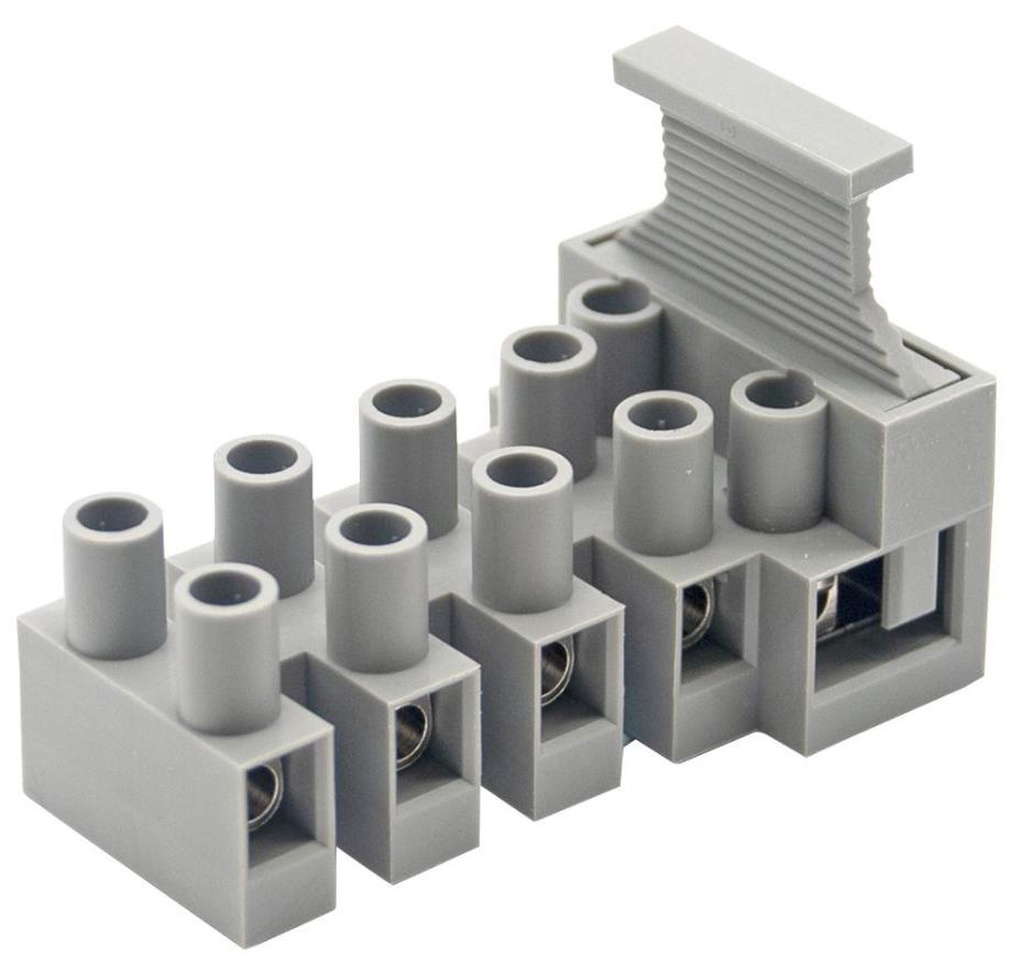 5-Pole Vertical Fuse Terminal Block, No Earth, 450V, 24A - TLF-100W-5P