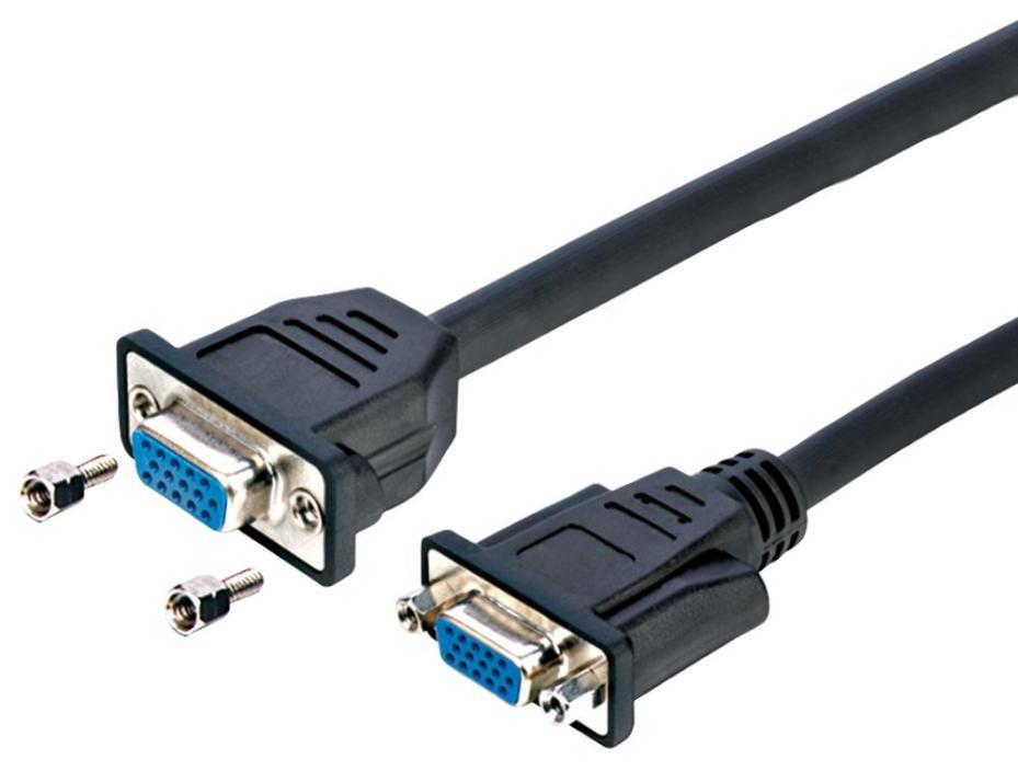 15 Pin VGA Female to Female Panel Mount Adaptor Lead, 500mm Black - PSG3295