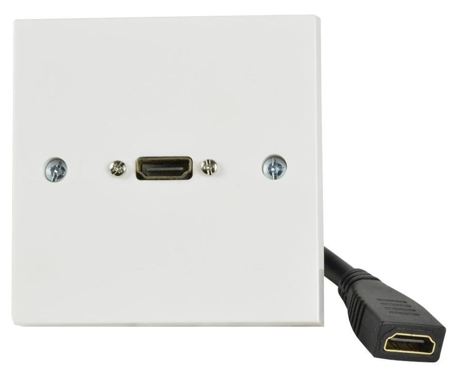 1 Gang HDMI Wallplate with Flylead, White - 123.380UK