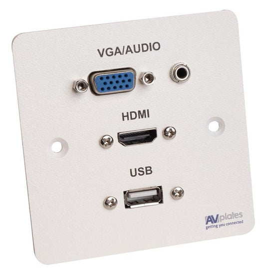 1 Gang VGA/Audio/HDMI/USB-A Wall Plate - AVP605