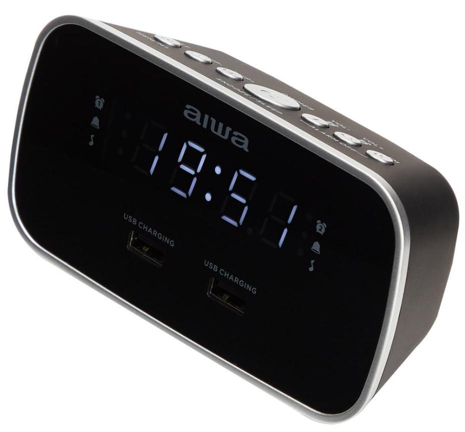1.5W Dual Alarm Clock Radio with 2x USB Charging Port - CRU-19