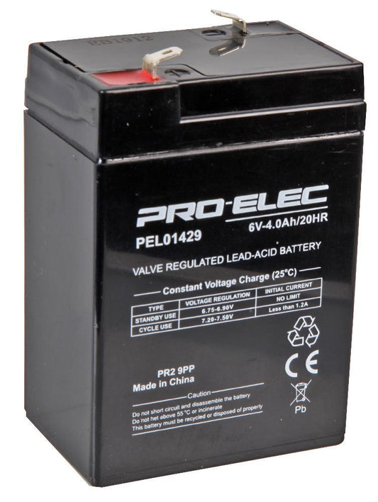 4Ah 6V AGM Lead Acid Battery - PEL01429