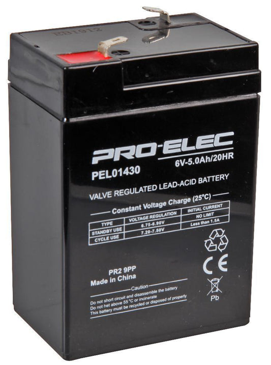 5Ah 6V AGM Lead Acid Battery - PEL01430