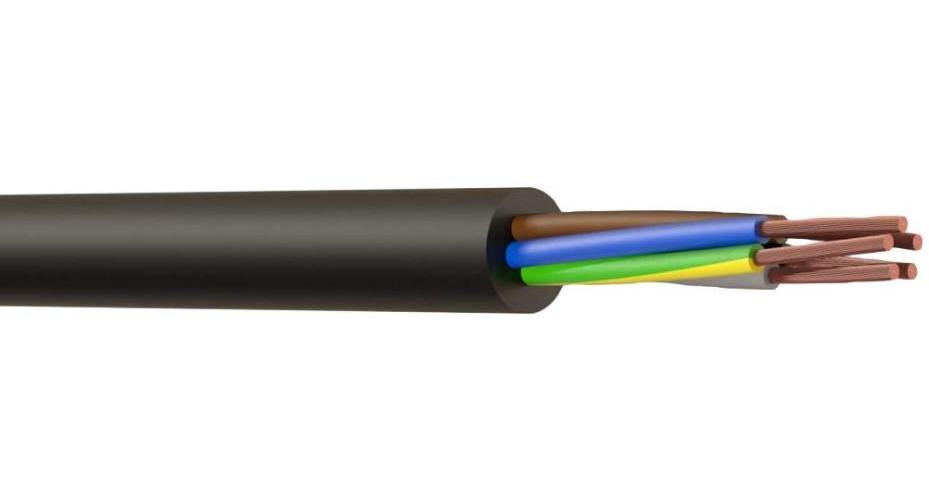 5-Core 3185Y Mains Cable, Black, 1.50mm, 50m - PELB0513