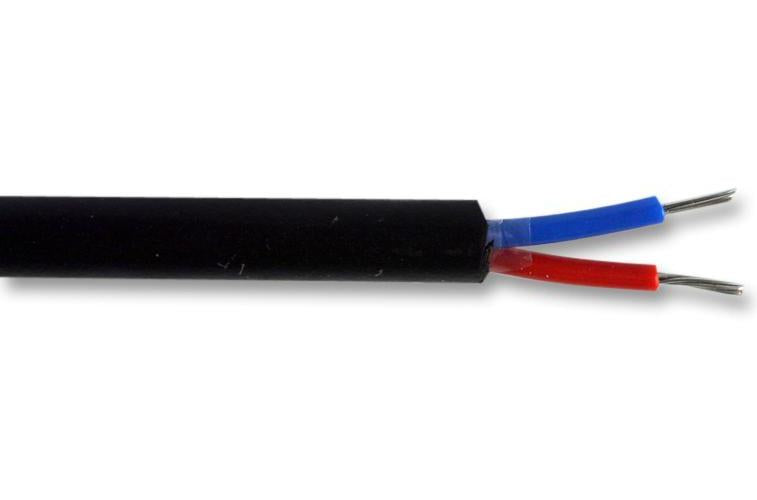 16-2-2A 2 Core Unscreened Cable, 0.2mm, Black, 100m - PELB0673