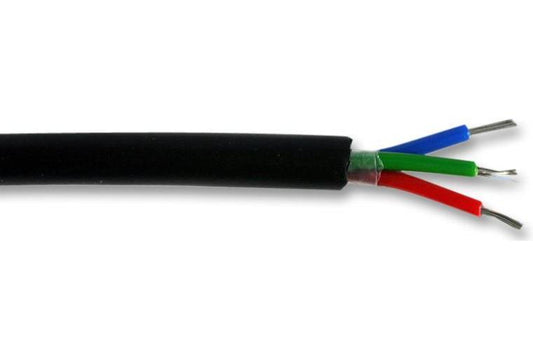 16-2-3A 3 Core Unscreened Cable, 0.2mm, Black, 25m - PELB0674