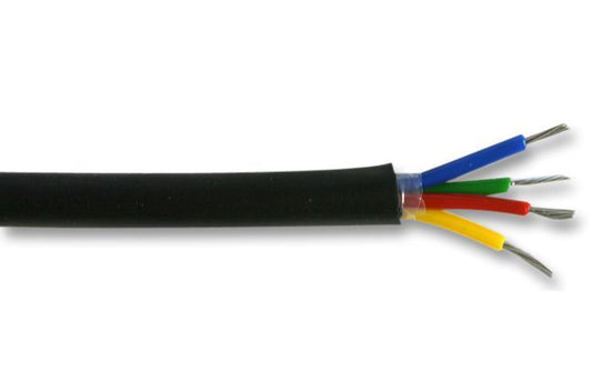 16-2-4A 4 Core Unscreened Cable, 0.2mm, Black, 100m - PELB0677
