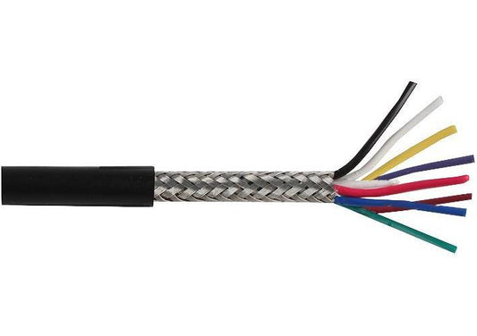 16-2-8A 8 Core Screened Cable, 0.2mm, Black, 25m - PELB0696