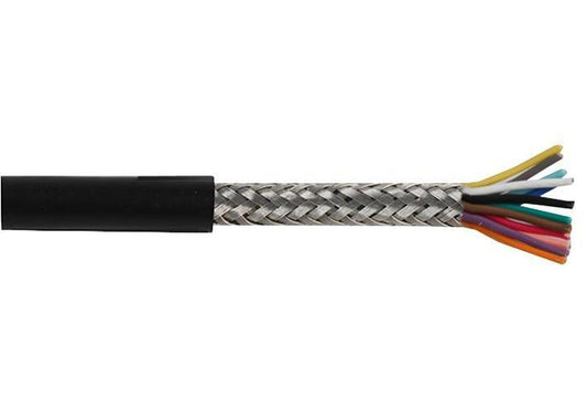16-2-12A 12 Core Screened Cable, 0.2mm, Black, 25m - MP002407