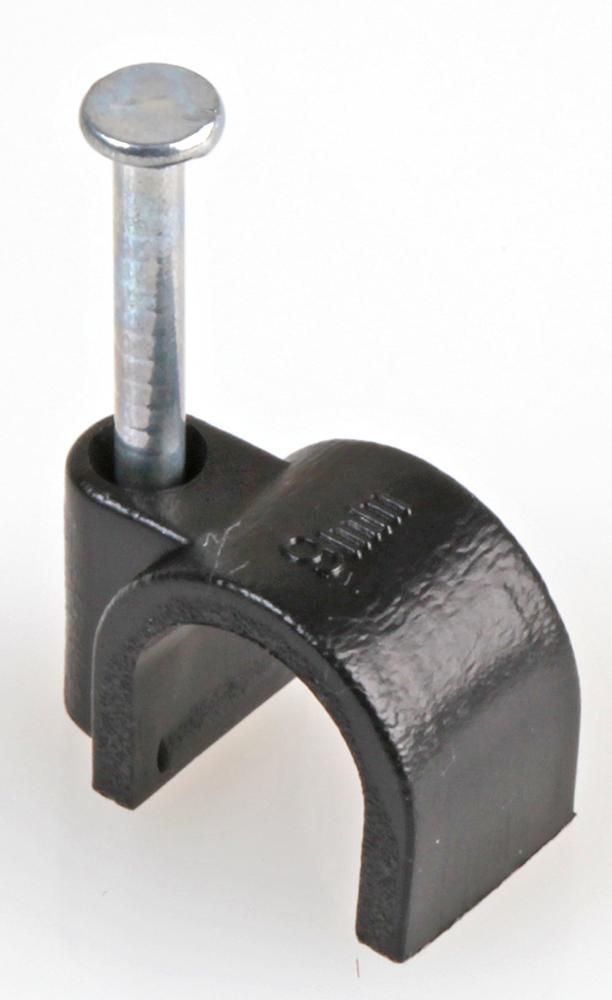 Round Cable Clips, 10mm, Black, Pack of 100 - PP2842