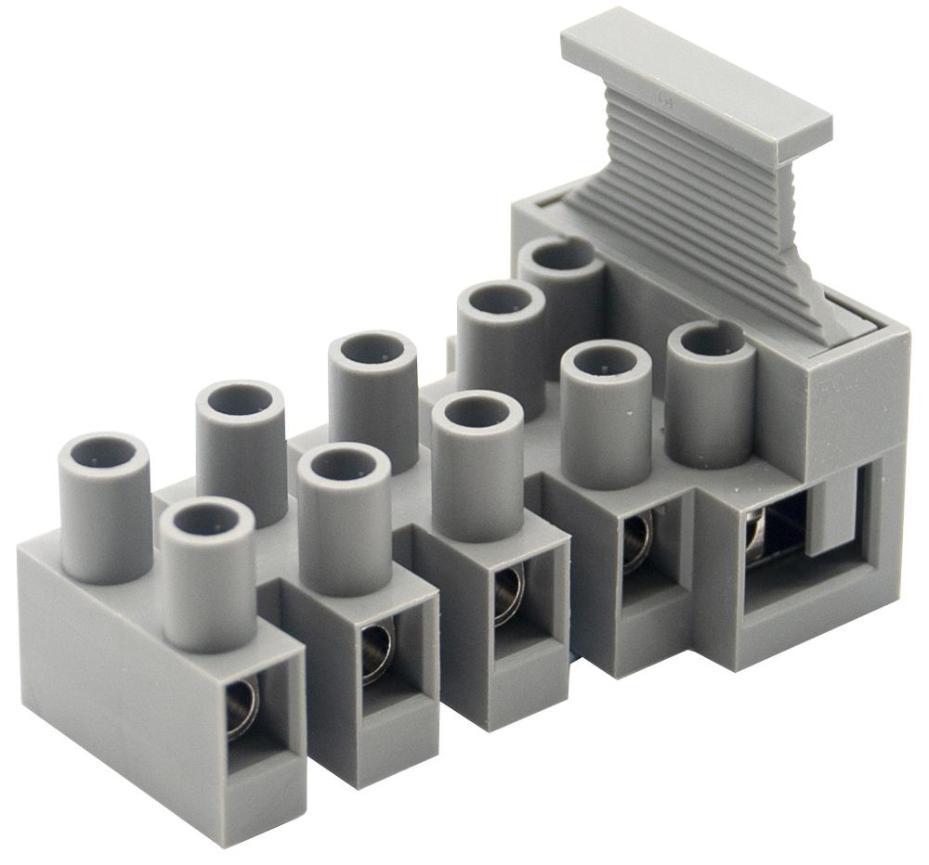 5-Pole Vertical Fuse Terminal Block, No Earth, 450V, 24A - TLF-100EW-5P
