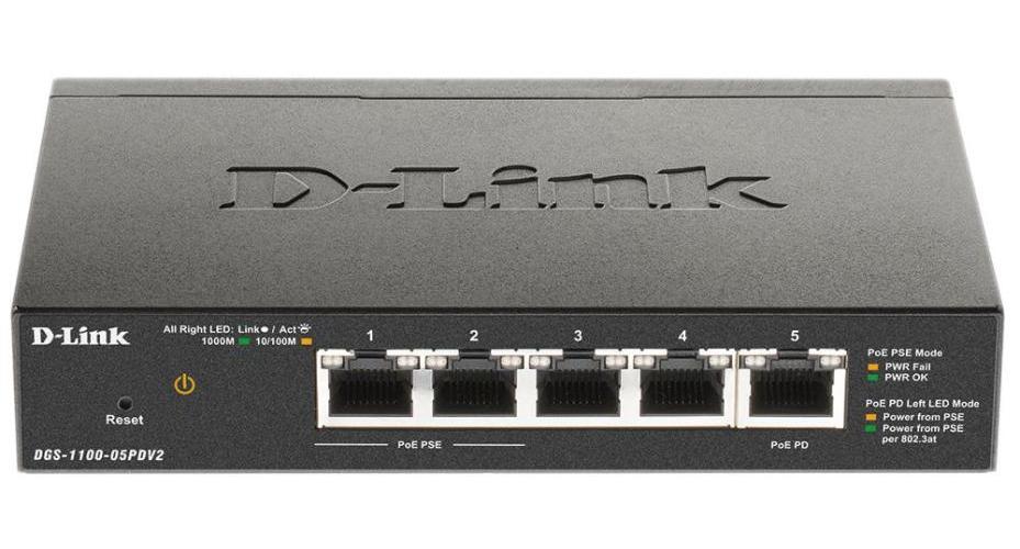 5 Port Gigabit PoE-Powered Smart Managed Desktop Switch - DGS-1100-05PDV2
