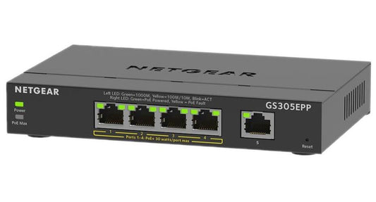 5 Port PoE+ Ethernet Plus Gigabit Managed Switch, 120W PoE Budget - GS305EPP-100UKS