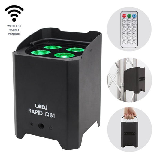 4x8W Rechargeable LED W-DMX Uplighter RGBA with IR, White - LEDJ353