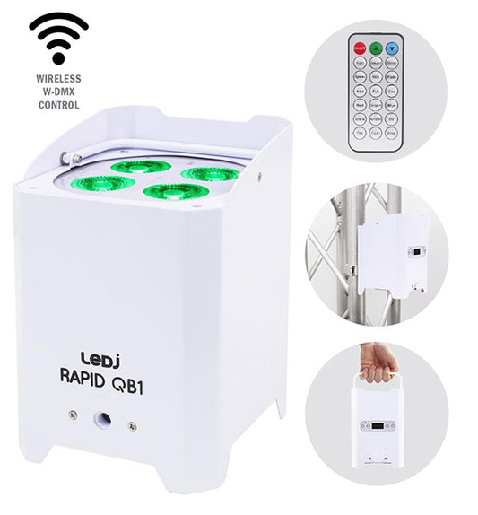 4x8W Rechargeable LED W-DMX Uplighter RGBA with IR, Black - LEDJ353A
